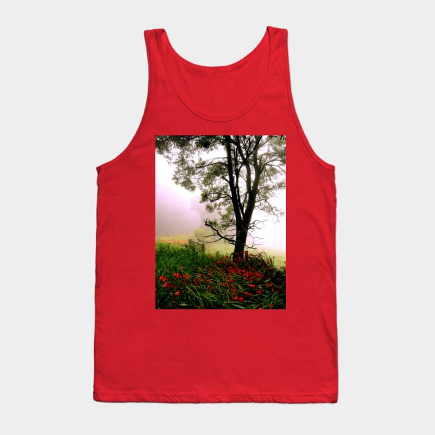 Foggy Roadside Red Tank Top by Tovers